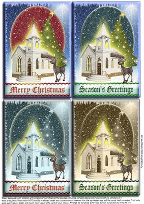 Christmas Country Church X4