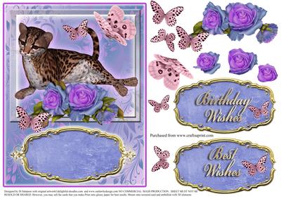 Wild Cat,butterfly and Roses Topper(2)
