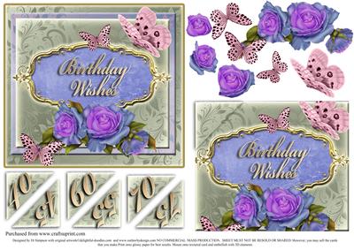 Roses & Butterflies Birthday Wishes