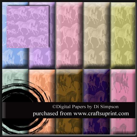 Digital Papers-vintage Horse and Foal