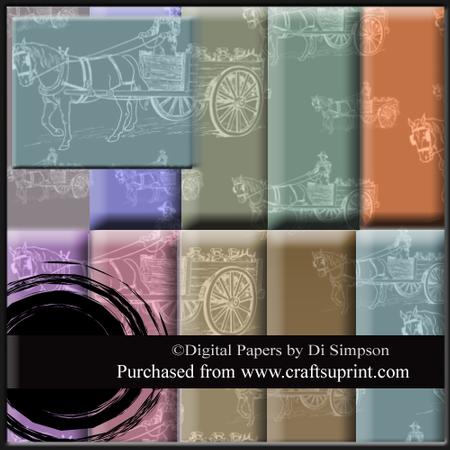 Digital Papers-vintage Horse and Cart