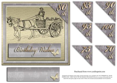 Vintage Cart and Horse Age Card 70 -100