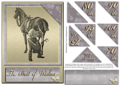 Vintage Farrier with Horse Age Card 70 -100