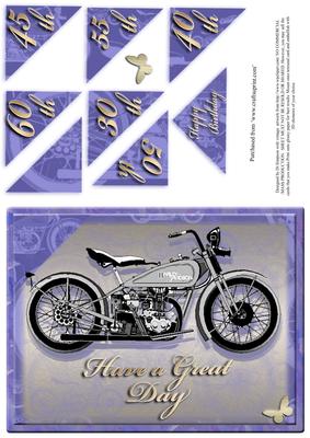 Vintage Harley Motor Bike- Age Card 30-60
