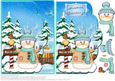 Scalloped Snowman Scene with Step by Step