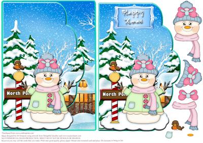 Scalloped Snowgirl Scene with Step by Step