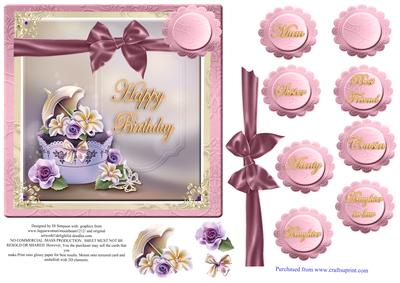 Lovely Happy Birthday- Violet Cupcake