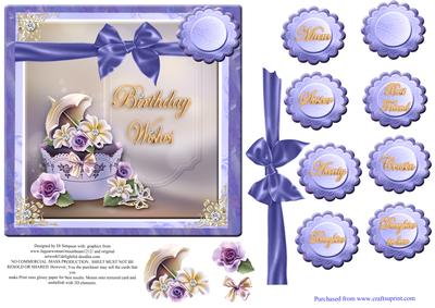 Pretty Violet Cupcake - Birthday Wishes