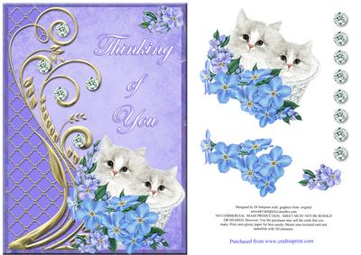 Thinking of You - Flowers and Puss's in Basket