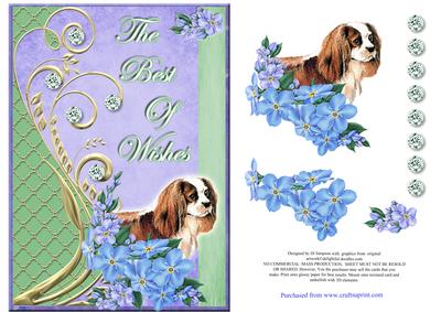 The Best of Wishes- Floral and Cavalier King Charles Spaniel