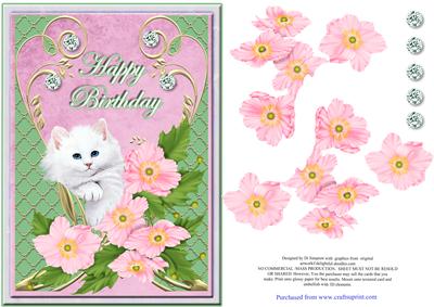 Sweet Happy Birthday with Fluffy Cat