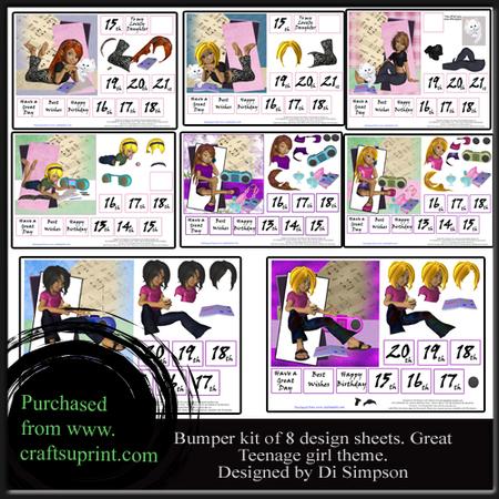 Bumber Kit- 8 Sheets for Teenage Girl Birthdays #1