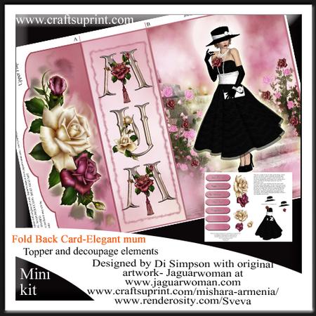 Elegant Lady and Roses- Fold Back Card