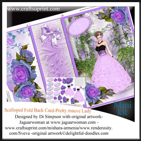 Scalloped Edge Fold Back Card- Pretty Lady in Mauve