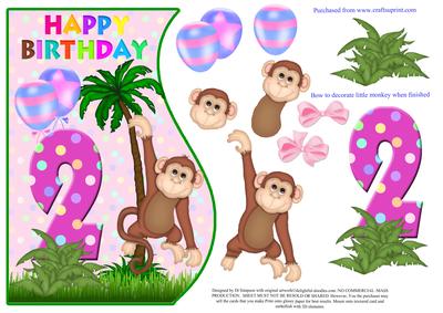 2nd Birthday- Jungle Topper for Little Girl