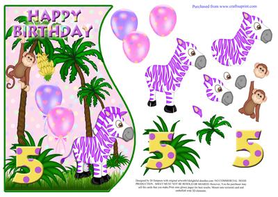 5th Birthday- Jungle Topper for Little Girl