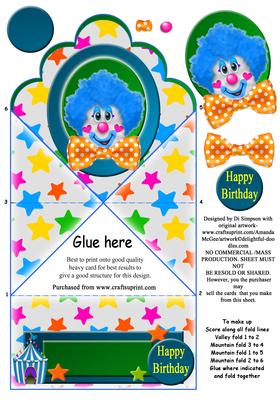 Happy Birthday Clown- Scalloped Top Spring Card