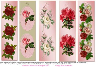 5 Lovely Vintage Floral Bookmarks