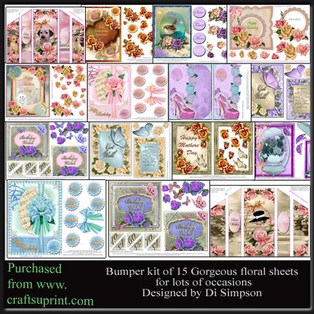 Bumber Kit- 15 Sheets of Floral Designs #2 for Many Occasion