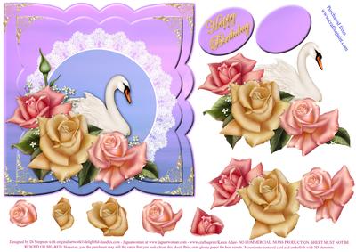 Edwardian Rose & Beautiful Swan for Birthday