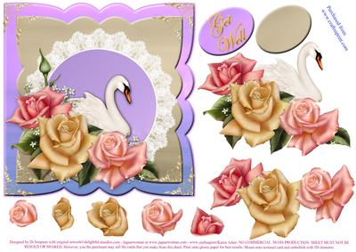 Edwardian Rose & Beautiful Swan- Get Well