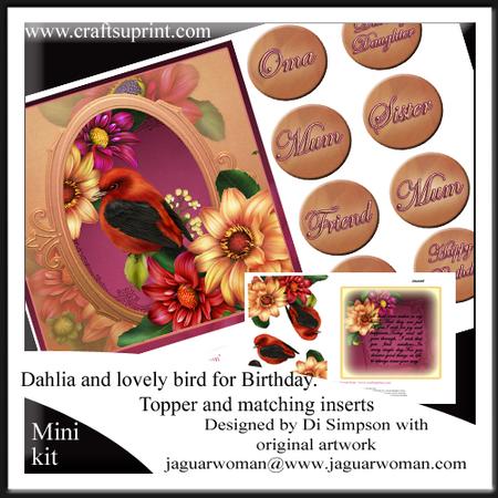 Dahlias and Pretty Bird for Female Birthdays