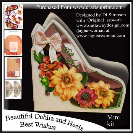 Beautiful Dahlia and Heels - Best Wishes