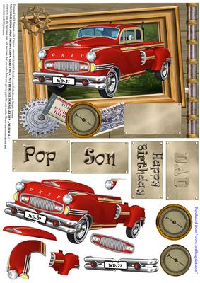 Red Retro Car - Male Birthday or Other #1