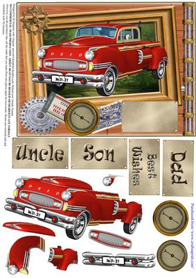 Red Retro Car - Male Birthday or Other #2