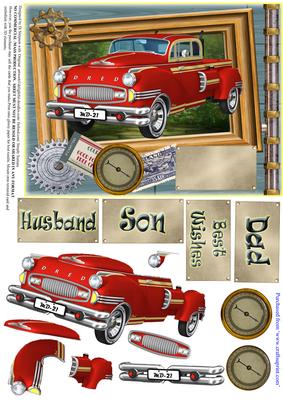 Red Retro Car - Male Birthday or Other #3