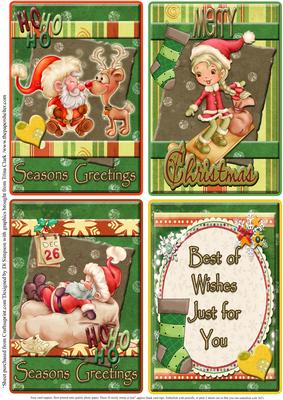 4 Christmas Toppers-santa, Helper and Reindeer