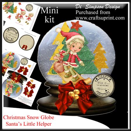 Christmas Snow Globe -santa's Little Helper
