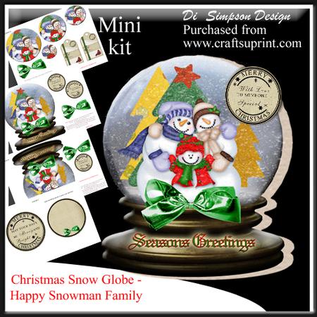 Christmas Snow Globe -happy Snowman Family