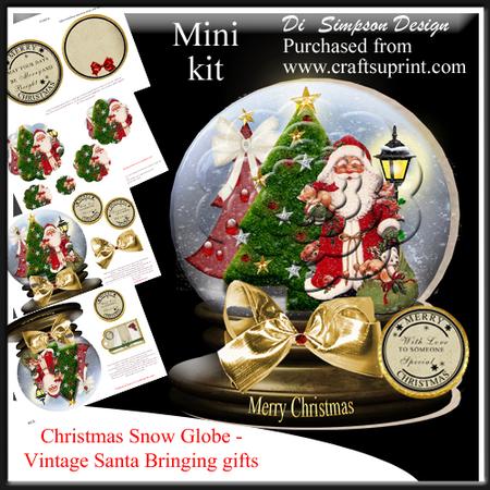 Christmas Snow Globe - Vintage Santa with Gifts