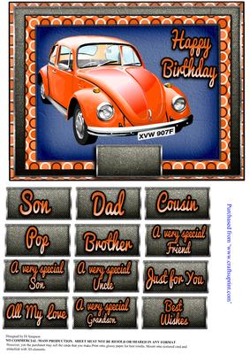 Happy Birthday - Beetle Car Theme
