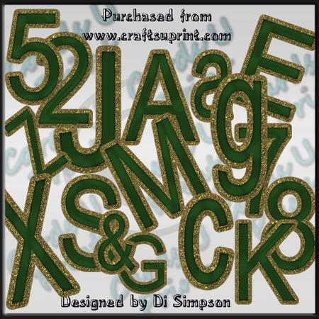Green and Gold Alphas & Numerals