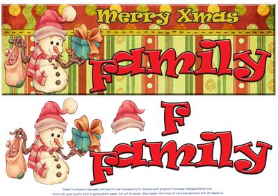 Large Dl Snowman- Family 3D Decoupage