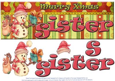 Large Dl Snowman- Sister 3D Decoupage