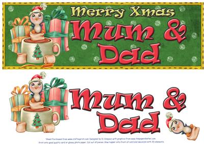 Large Dl - Merry Xmas-mum & Dad 3D Decoupage