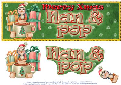 Large Dl Merry Xmas- Nan & Pop 3D Decoupage