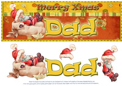 Large Dl Merry Xmas- Santa 3D Decoupage