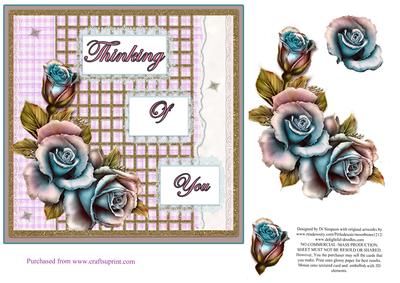 Pretty Roses and Gold Lattice & Lace- Thinking of You