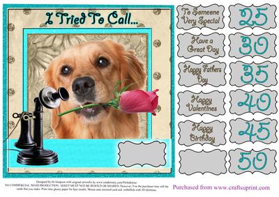 I Tried to Call  -  Doggy Card for Lots of Occasions #4