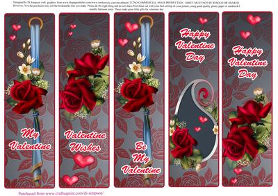 Valentine Book Marks - Velvet Roses#3