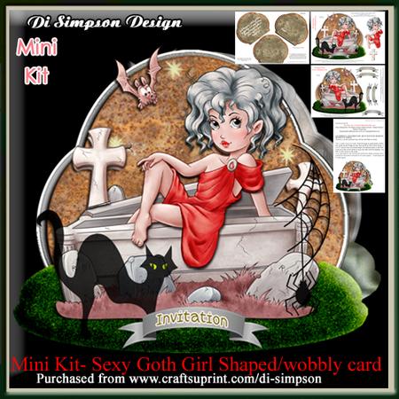 Mini Kit- Sexy Goth Girl Shaped/wobbly Card #1