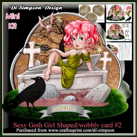 Mini Kit- Sexy Goth Girl Shaped/wobbly Card #2