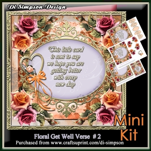 Beautiful Rose Verse Card Front Kit-  Get Well #1