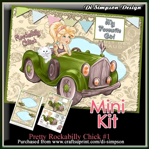 Mini Kit - Pretty Rockabilly Chick #1- for lots of occasions