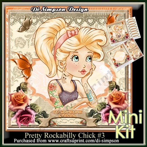 Mini Kit - Pretty Rockabilly Chick #3- for lots of occasions