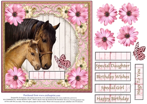 Beautiful Horse and foal design for lots of occasions.